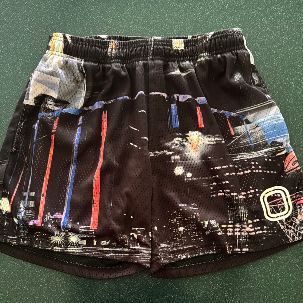 Men's Athletic Shorts with Cityscape Design